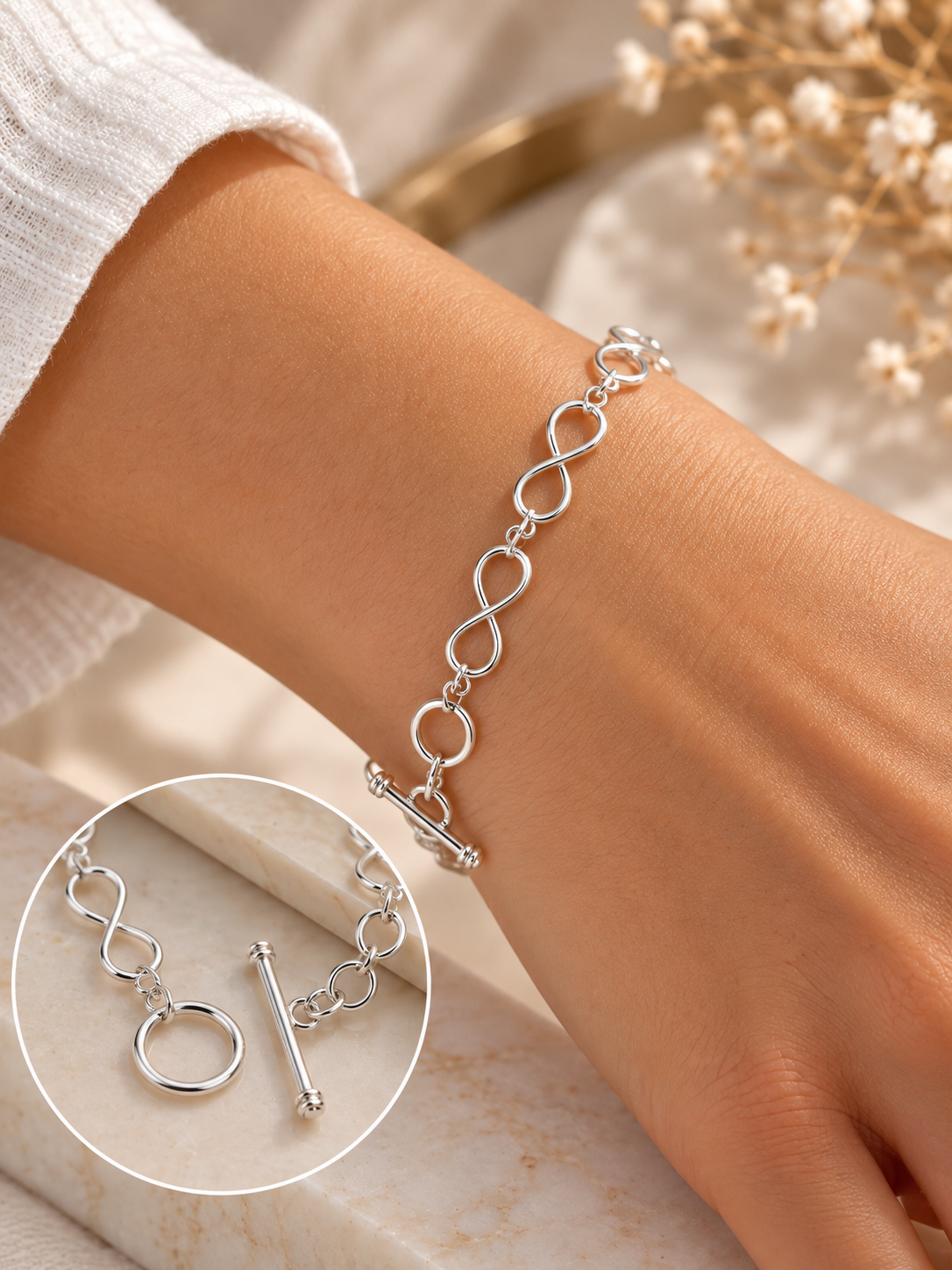Pulsera Eterna de plata 925 con símbolos de infinito