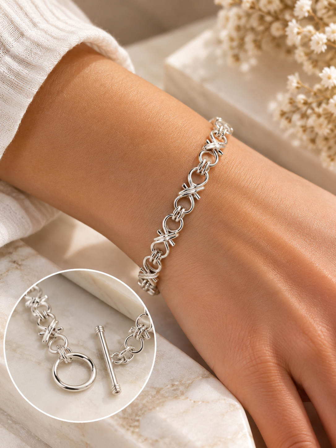 Pulsera Nexo de plata 925 con eslabones cruzados