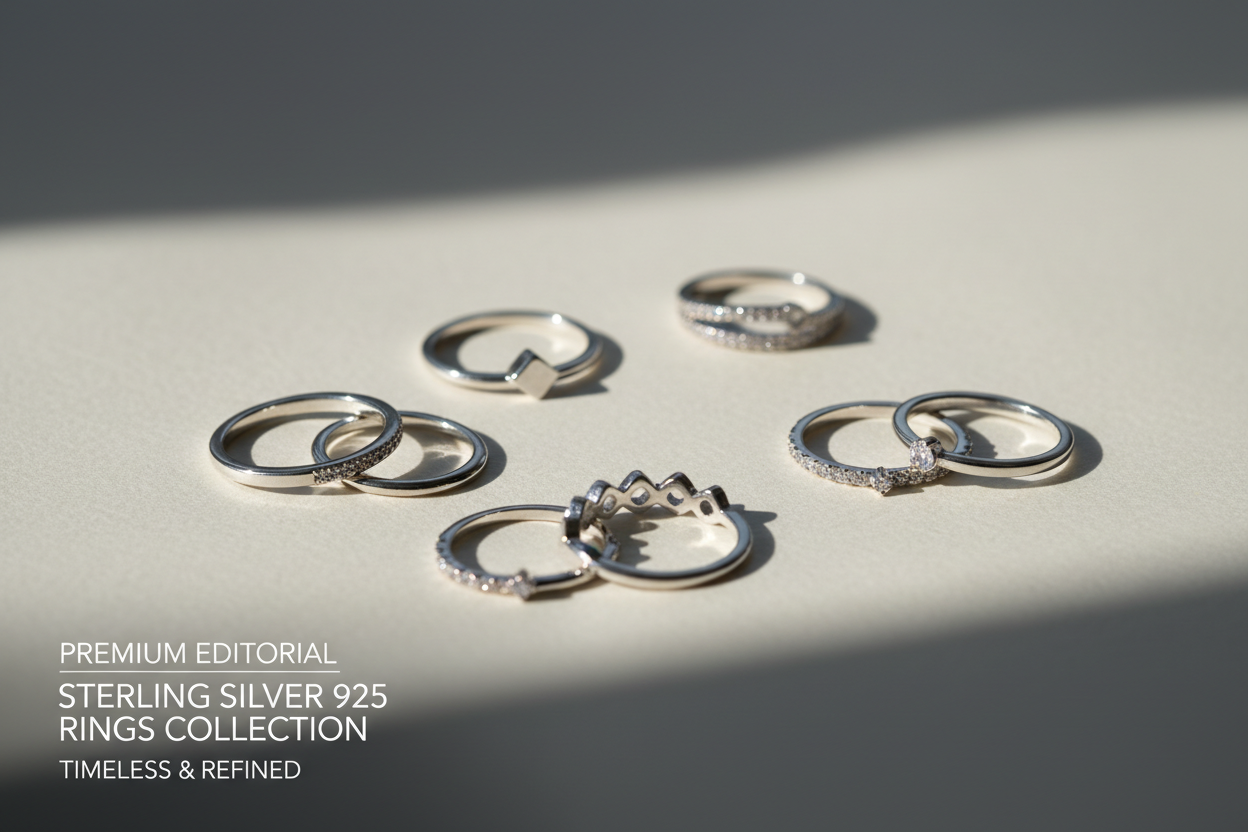 Banner premium para colección de anillos de plata 925