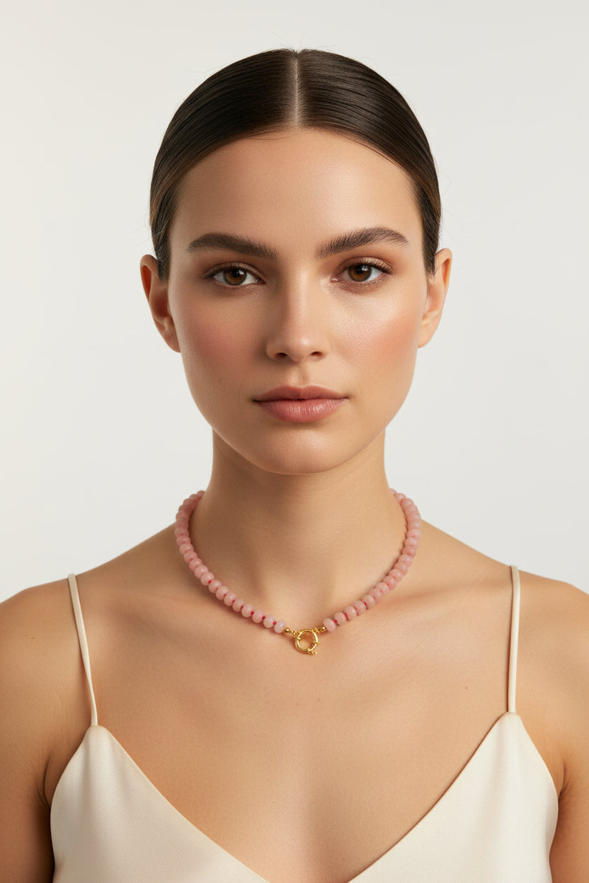 COLLAR MEDUSA GOLD ROSA EMPOLVADO