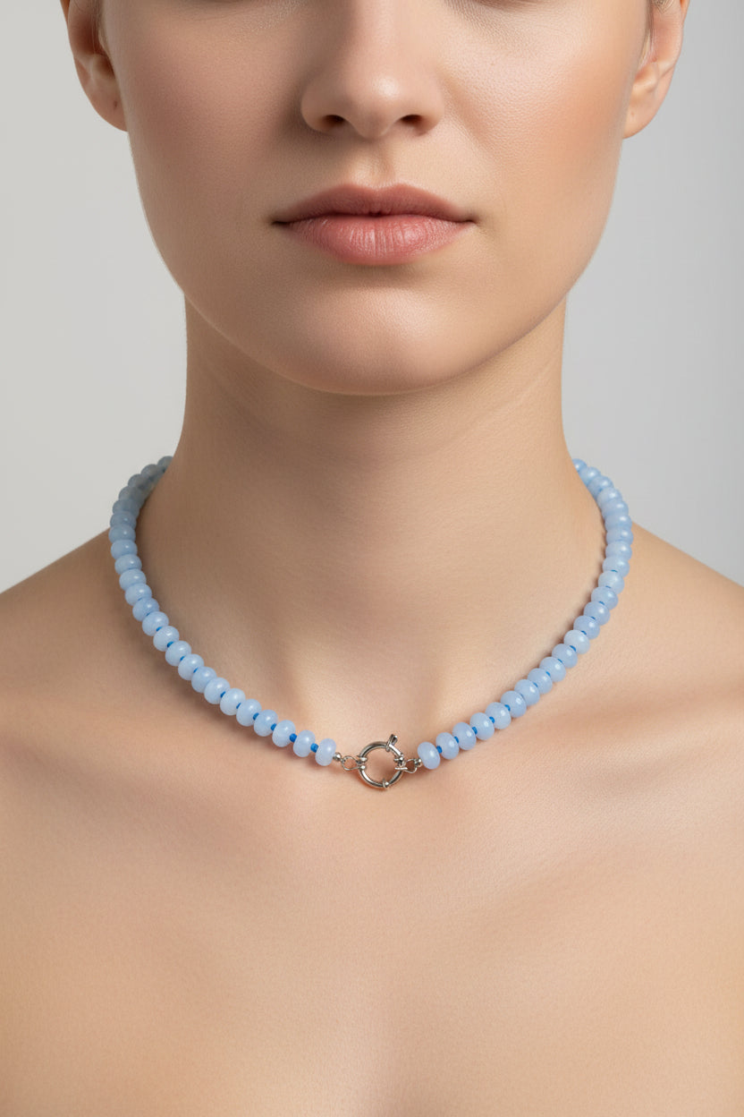 COLLAR MEDUSA SILVER BLUE