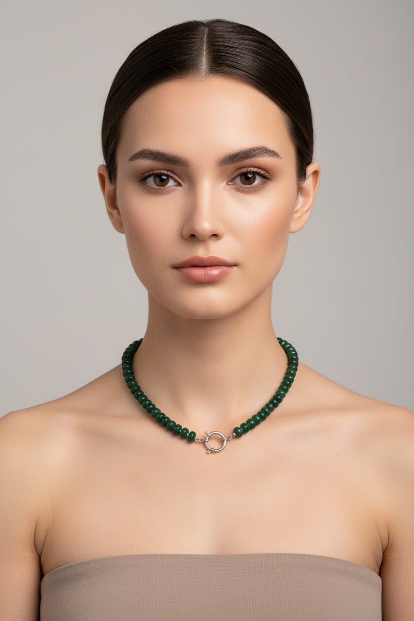COLLAR MEDUSA SILVER OLIVA