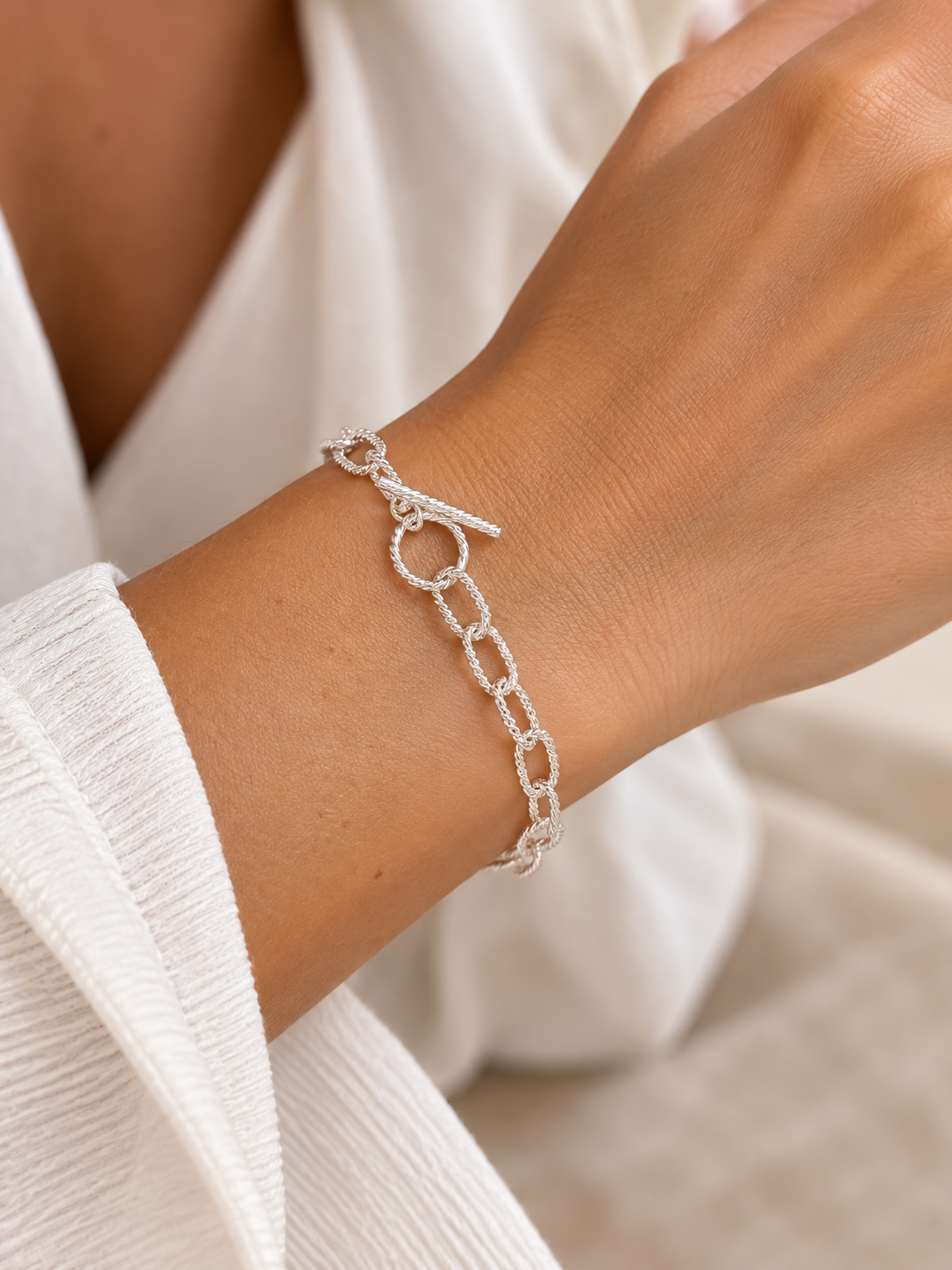 Pulsera Espira de plata 925 con eslabones enroscados