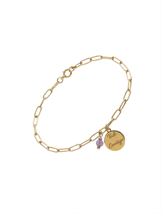 PULSERA GRABADA CON PIEDRA NATURAL